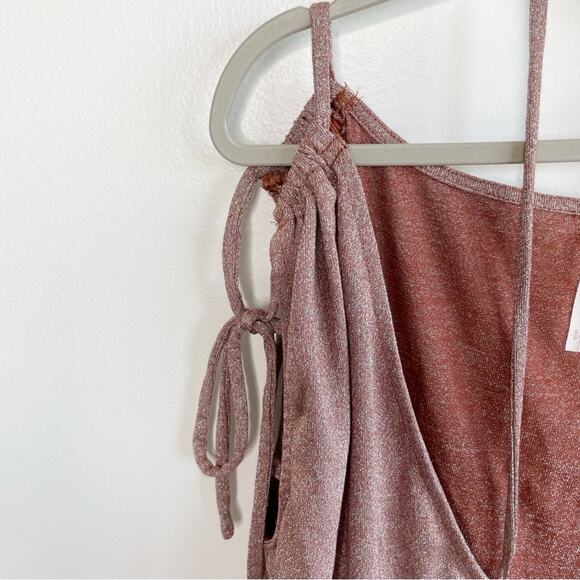 FREE PEOPLE Wanna Dance Convertible Top Pink Copper Rose Gold Size Small - Picture 3 of 9